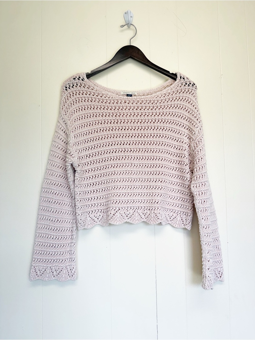 AMERICAN EAGLE Ballet Neck Open Knit Sweater Medium - Picture 4 of 8